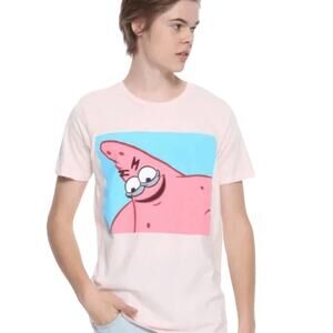 Spongebob Squarepants Angry Patrick Meme T Shirt Crew Neck Cotton Light Pink M